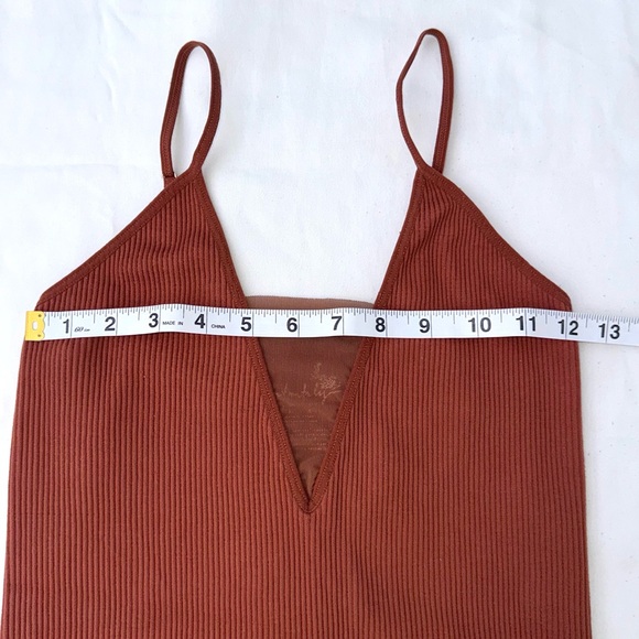 Free People Rust Ribbed Tank Top - Picture 3 of 5